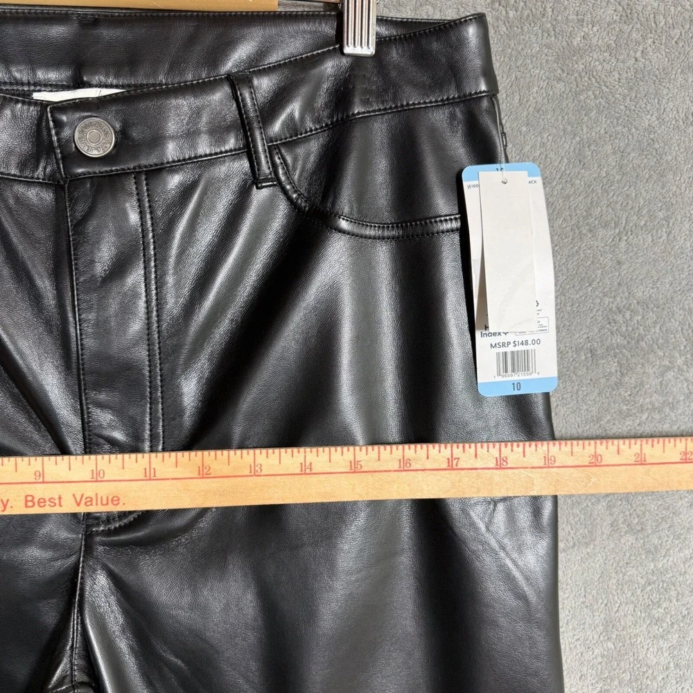 Joie Womens 10 Black Vegan Leather Pants High Rise Straight Leg Lined NWT